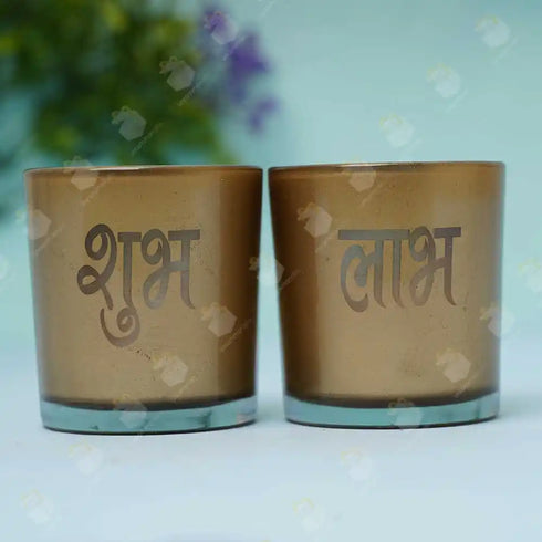 Shubh Labh Golden Glass Diya